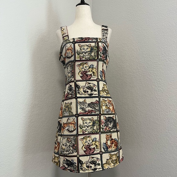 Cider Dresses & Skirts - Cat Lover Tapestry Square Neck Mini Dress